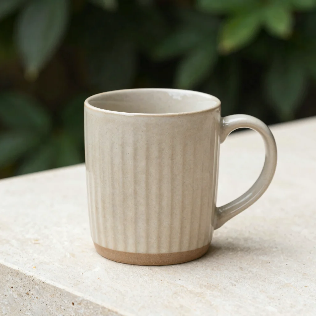 Hand-Thrown Ribbed Ceramic Mug